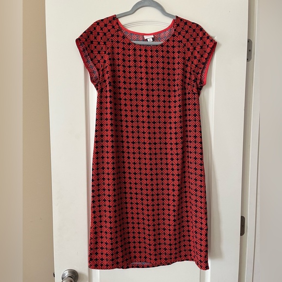 Merona Red & Navy Patterned Polyester Dress Women’s Size Medium - Picture 6 of 11